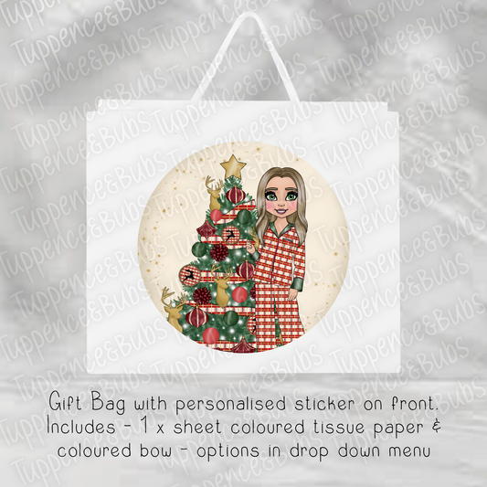 Christmas Tartan PJ Themed Gift Bag
