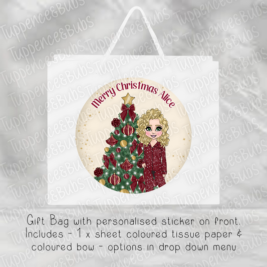 Burgundy PJ Themed Gift Bag - Adult/Teen