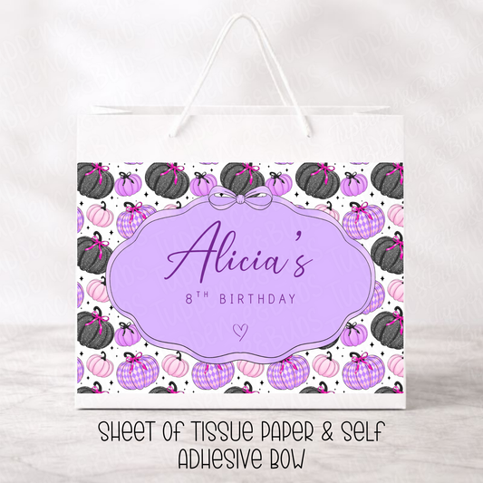 Custom Purple Pumpkin Gift Bag