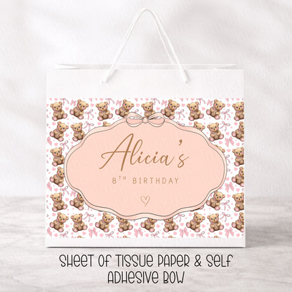 Custom Pink Bear Gift Bag - 2 Options