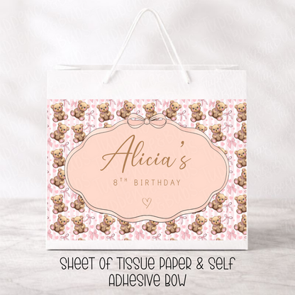 Custom Pink Bear Gift Bag - 2 Options