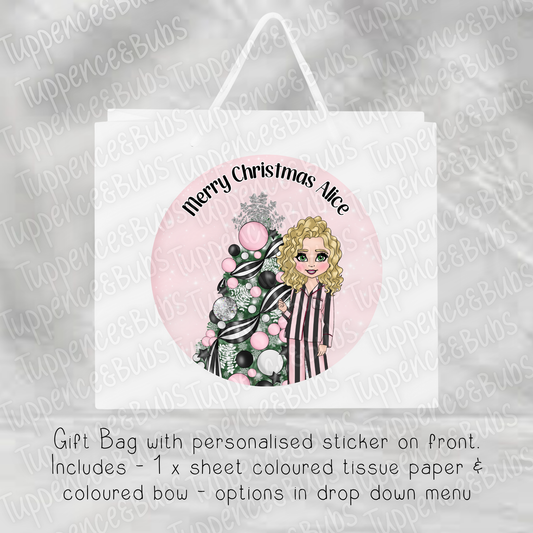 Black & White PJ Themed Christmas Gift Bag - 2 sizes