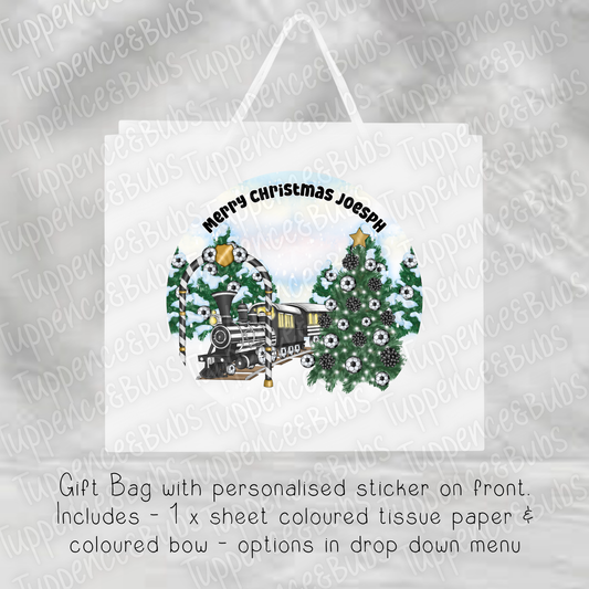 Black & White Football Themed Gift Bag - 2 sizes