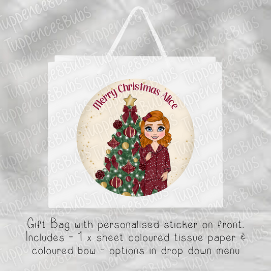 Burgundy Pjs Themed Gift Bag - Toddler Girl