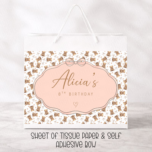 Custom Beige Bear Gift Bag - 2 Options
