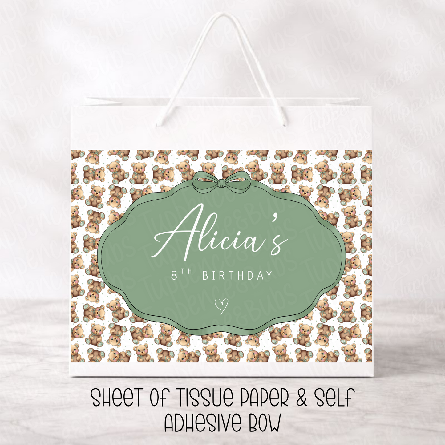 Sage Green Bear Gift Bag - 2 Options