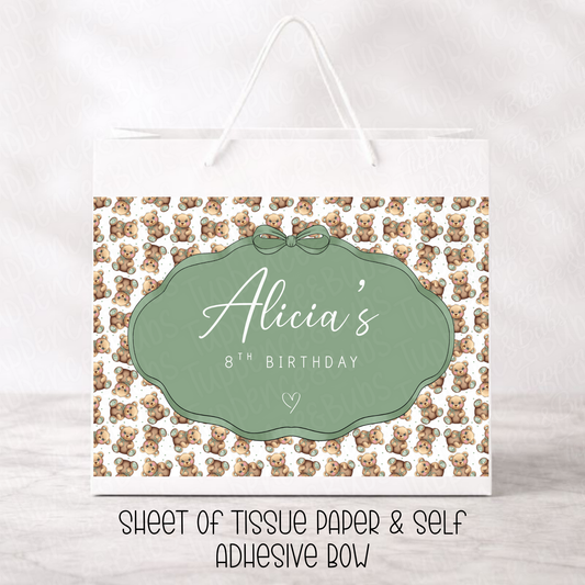 Sage Green Bear Gift Bag - 2 Options