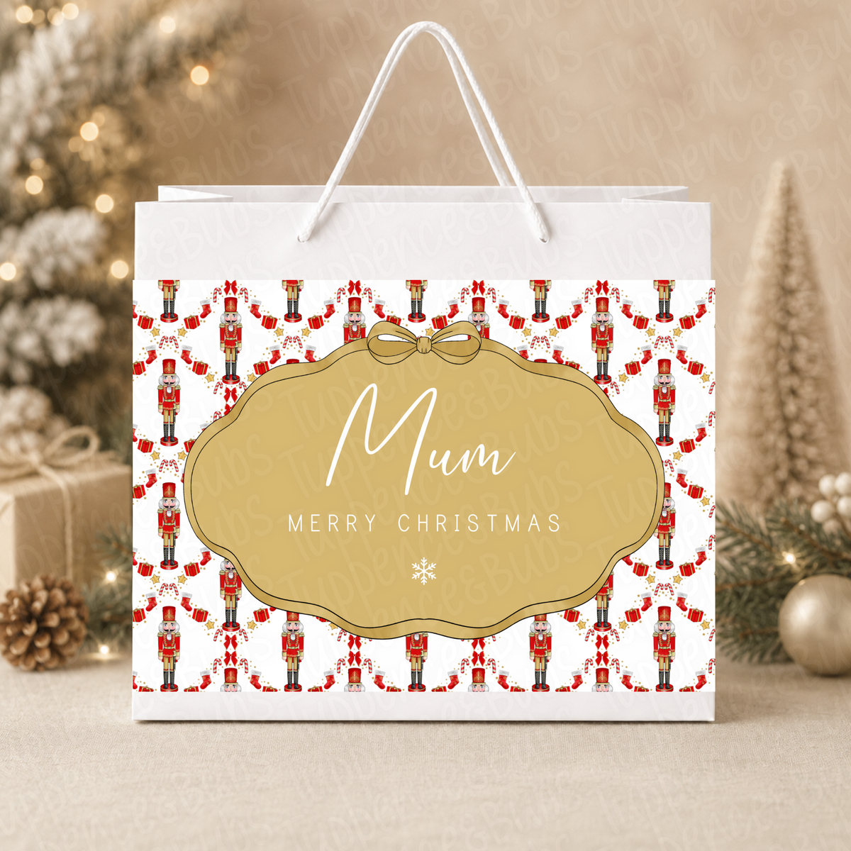 Personalised Red Nutcracker Christmas Gift Bag