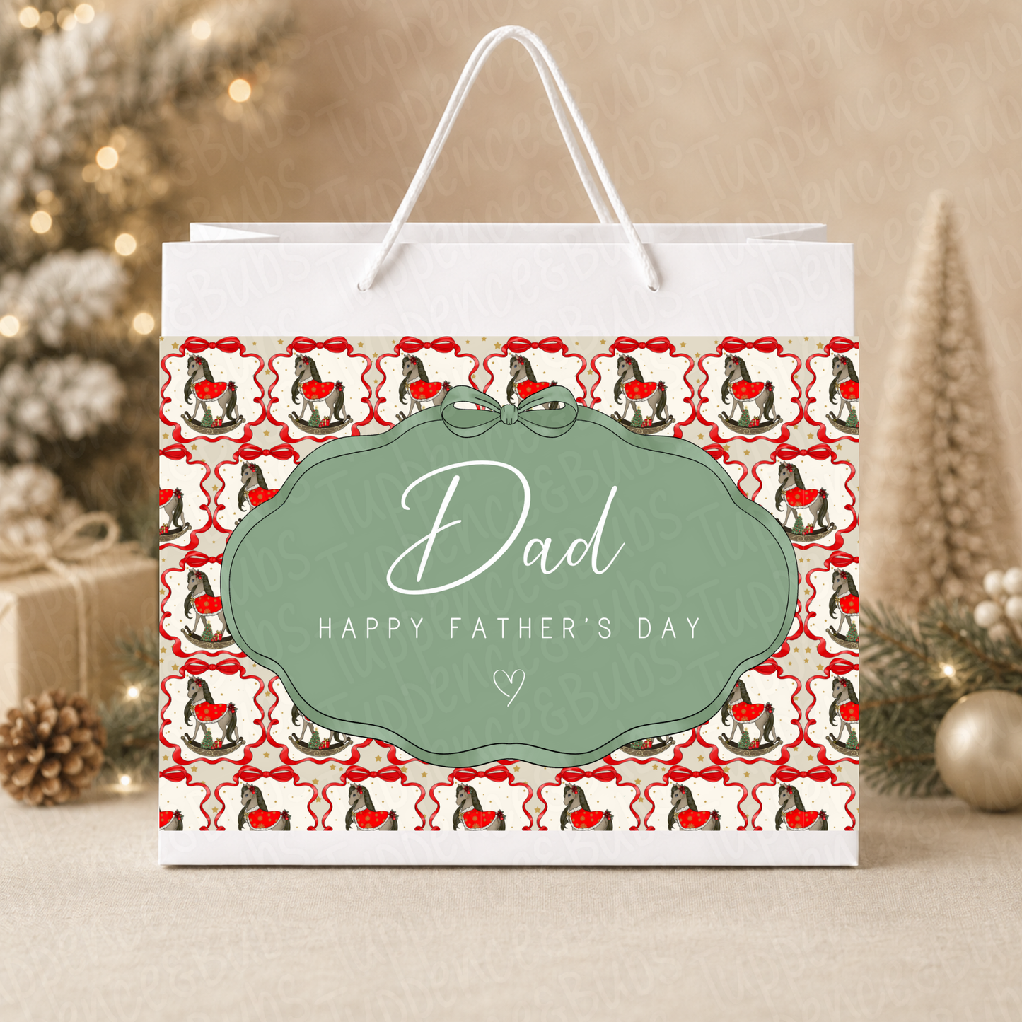 Personalised Rocking Horse Christmas Gift Bag