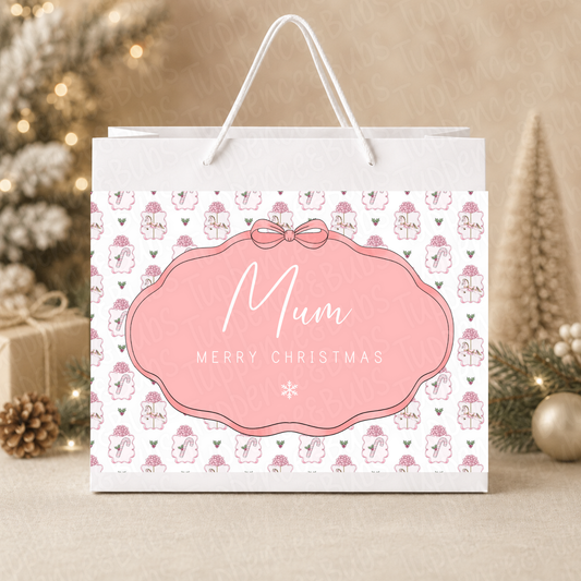 Personalised Pink Carousel Christmas Gift Bag
