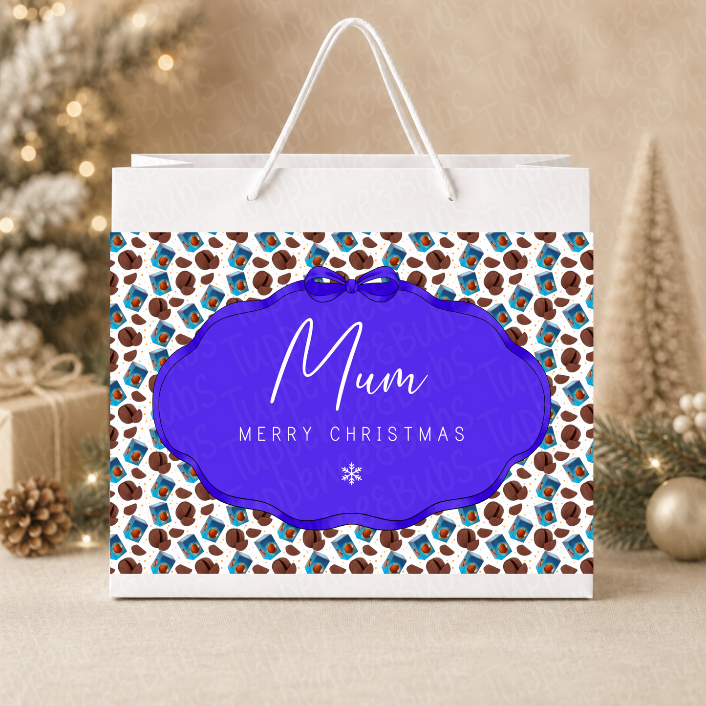 Personalised Blue Chocolate Christmas Gift Bag