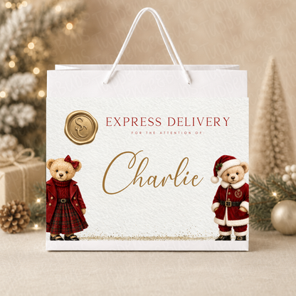 Personalised Teddy Bear Christmas Gift Bag