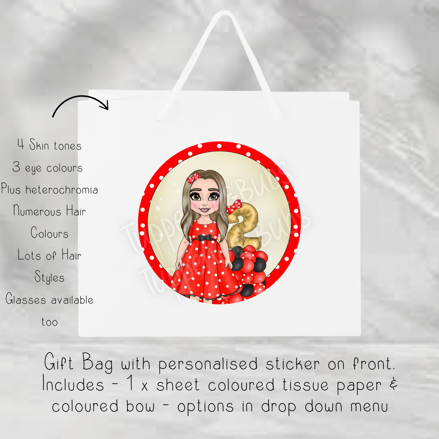 Red Polka Dot Themed Gift Bag - 2 Sizes Available