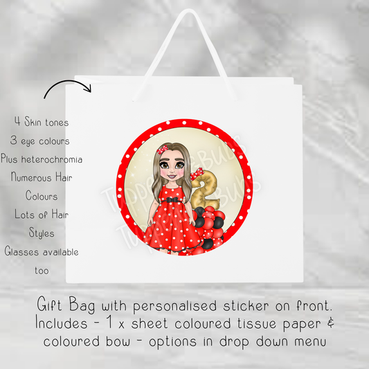 Red Polka Dot Themed Gift Bag - 2 Sizes Available