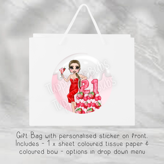 Strawberry Cocktail Inspired Gift Bag - 2 Sizes Available