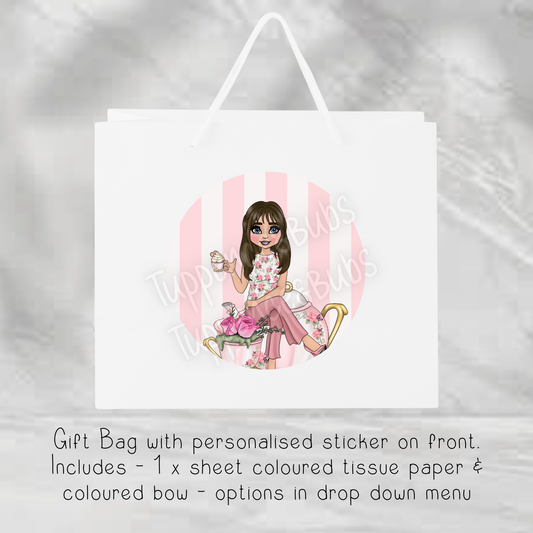 Floral Teacup Themed Gift Bag - 2 Sizes Available