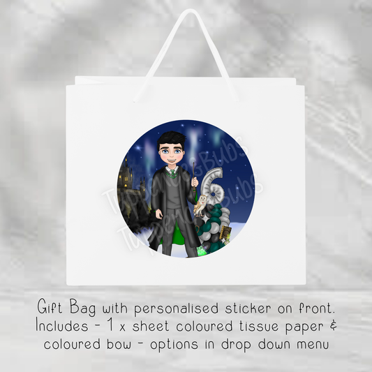 Wizard Themed Gift Bag - Green - Boy - 2 Sizes Available