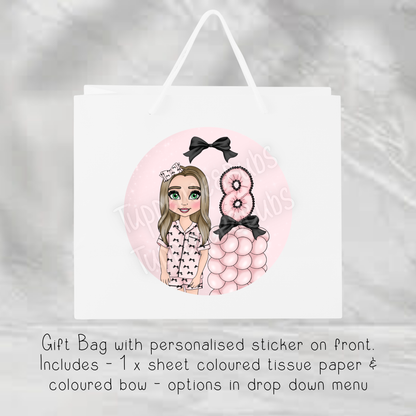 Pink & Black Bow Themed Gift Bag