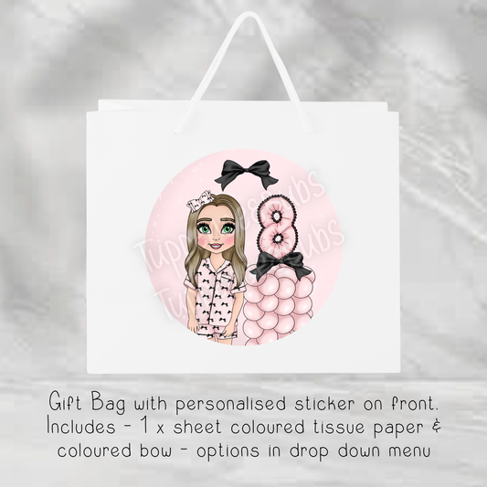 Pink & Black Bow Themed Gift Bag