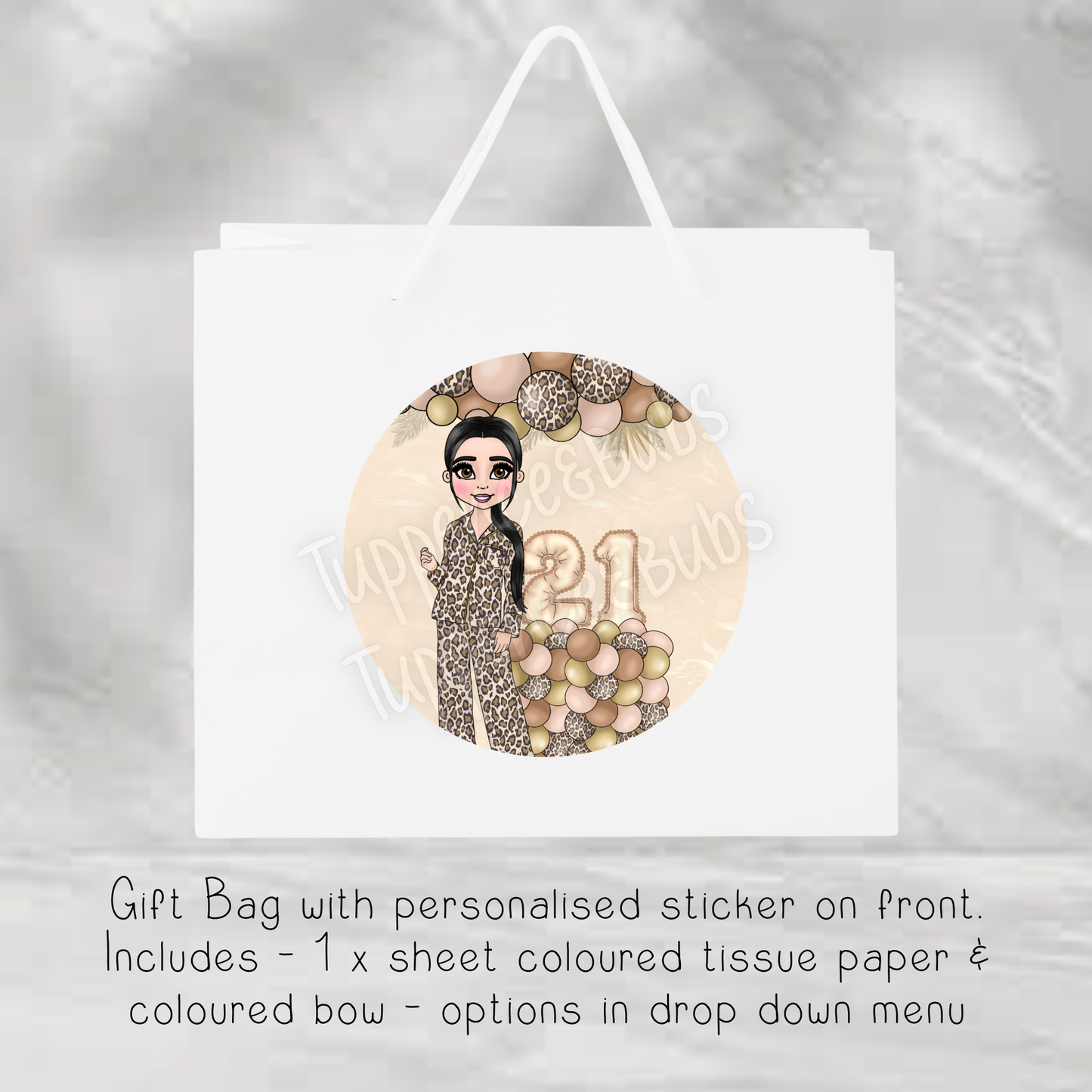 Leopard Print Pj's Themed Gift Bag - 2 Sizes Available