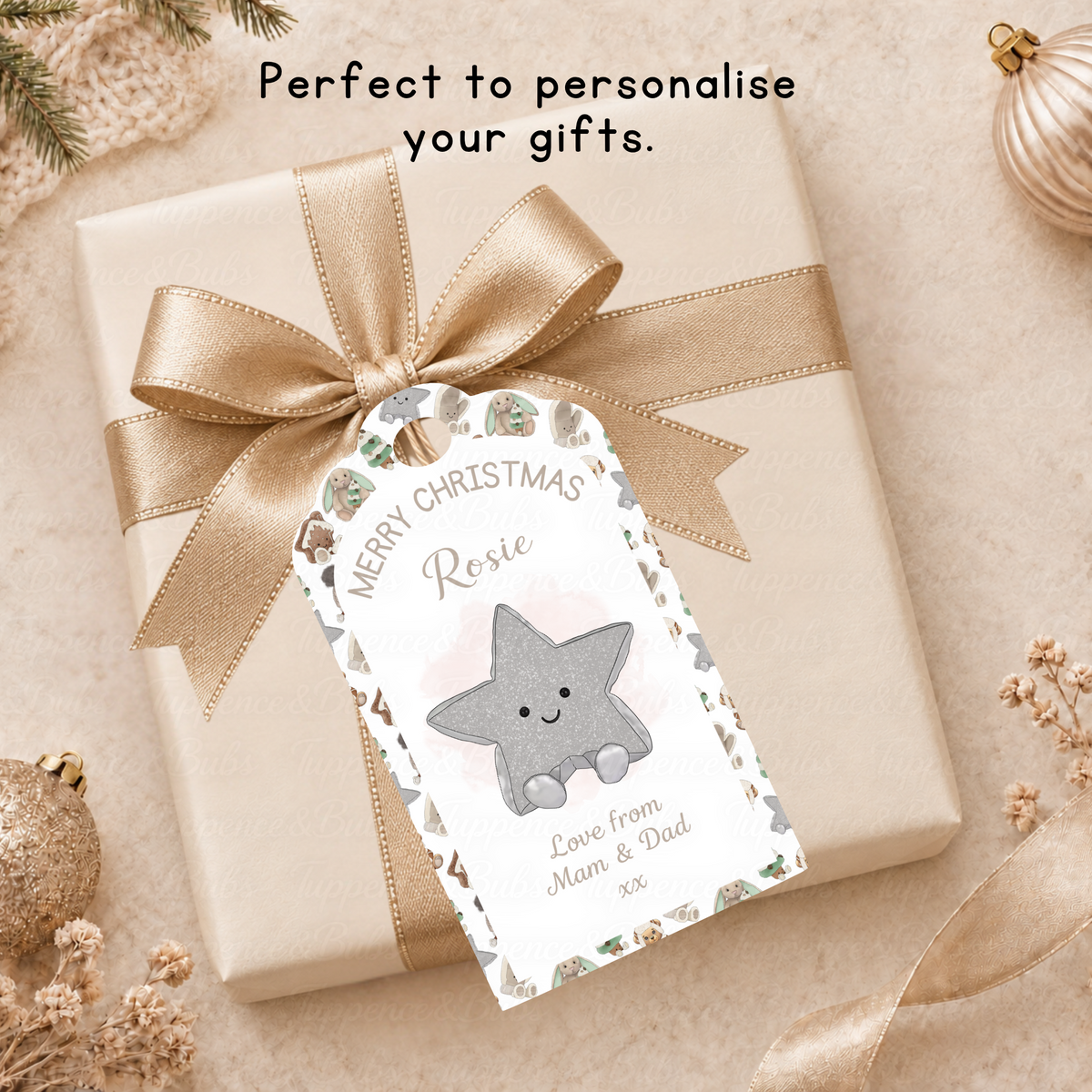 Personalised Christmas Plushie Gift Tags – Cute Festive Designs