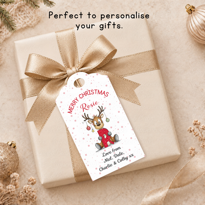 Personalised Reindeer Initial Christmas Gift Tags – Pack of 6