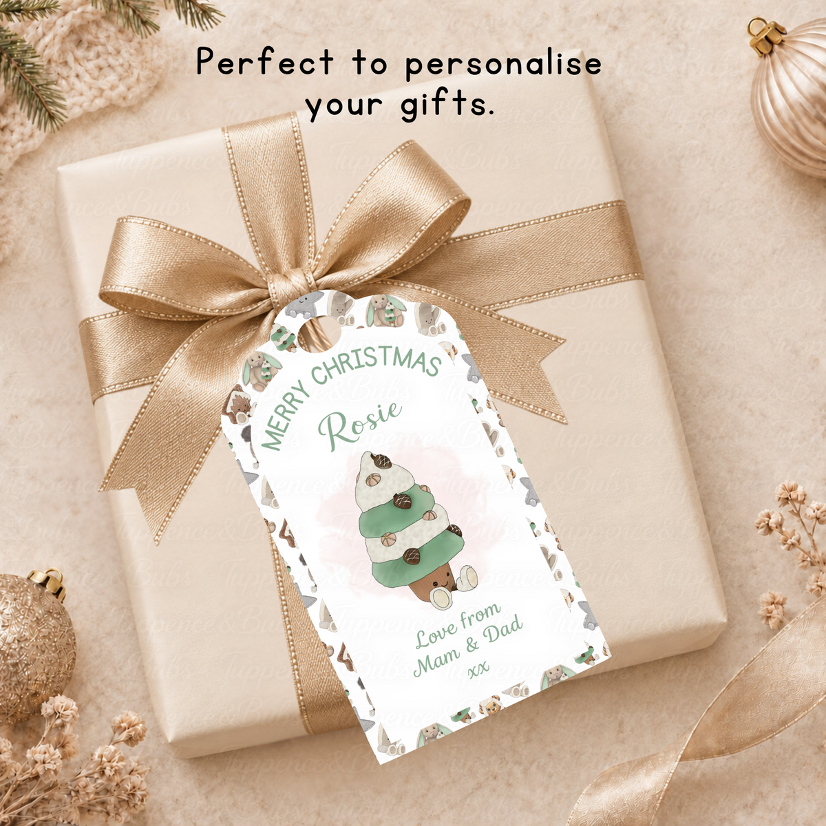 Personalised Christmas Plushie Gift Tags – Cute Festive Designs