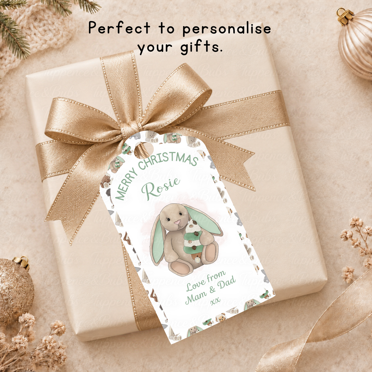 Personalised Christmas Plushie Gift Tags – Cute Festive Designs