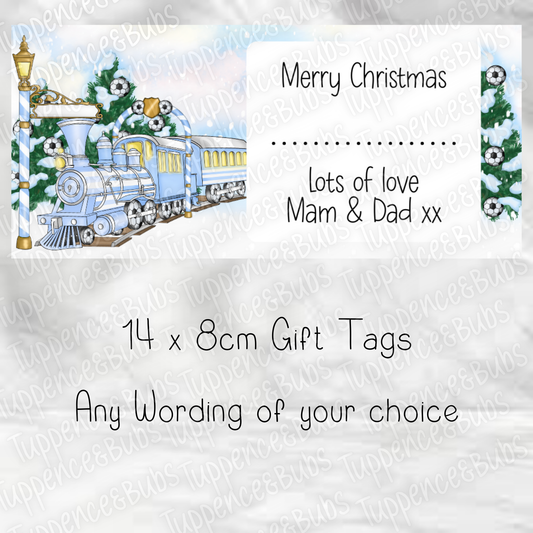 Light Blue Football Themed Christmas Gift Labels