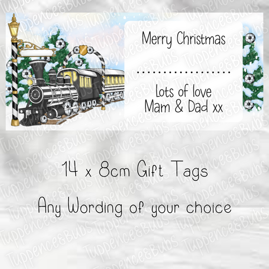 Black & White Football Themed Christmas Labels