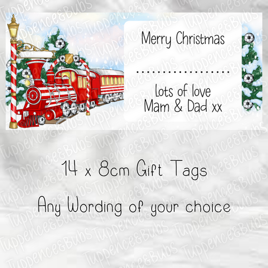 Red & White Football themed Christmas Gift Labels