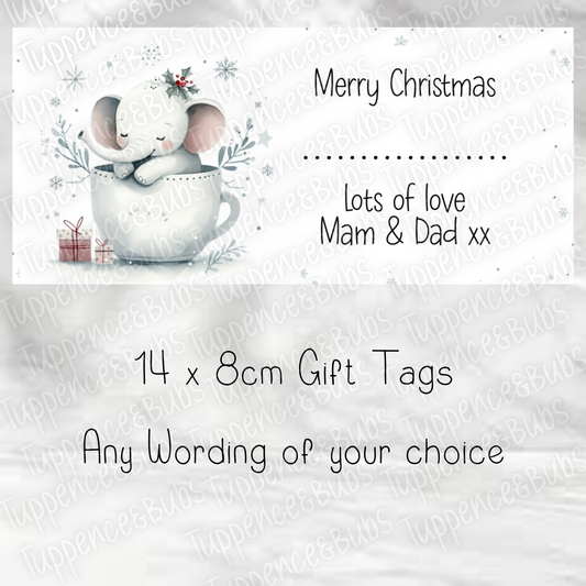 Cute Elephant Christmas Gift Labels