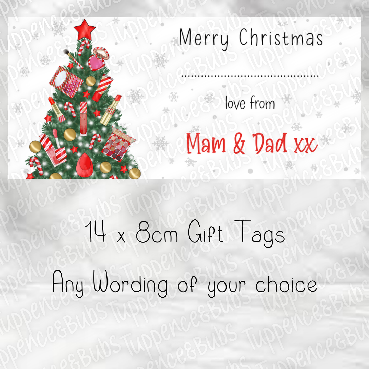 Make Up/Bow & Hearts Themed, Christmas Labels - 2 Designs