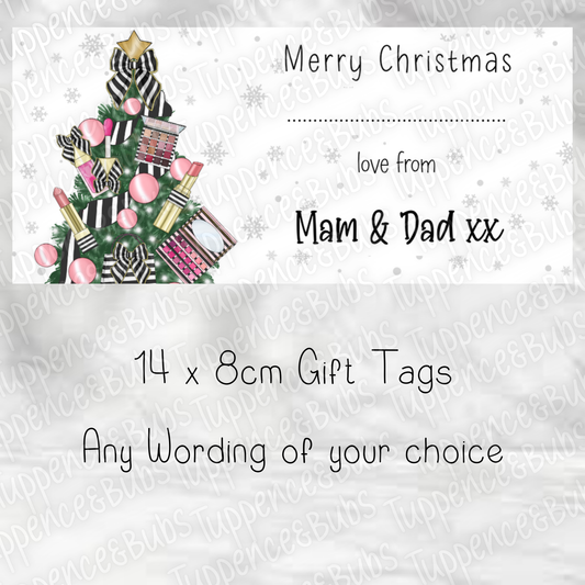 Make Up Themed, Christmas Labels, Black & White