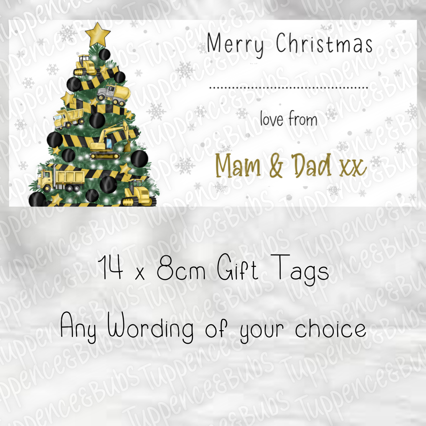 Construction Themed Christmas Labels