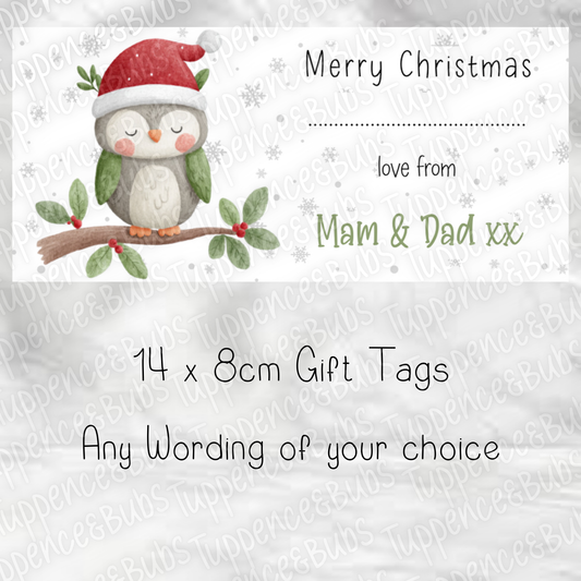 Owl or Bells Themed Gift Tag, 2 Designs