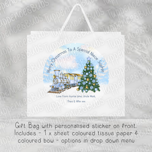 Blue Train Themed Gift Bag
