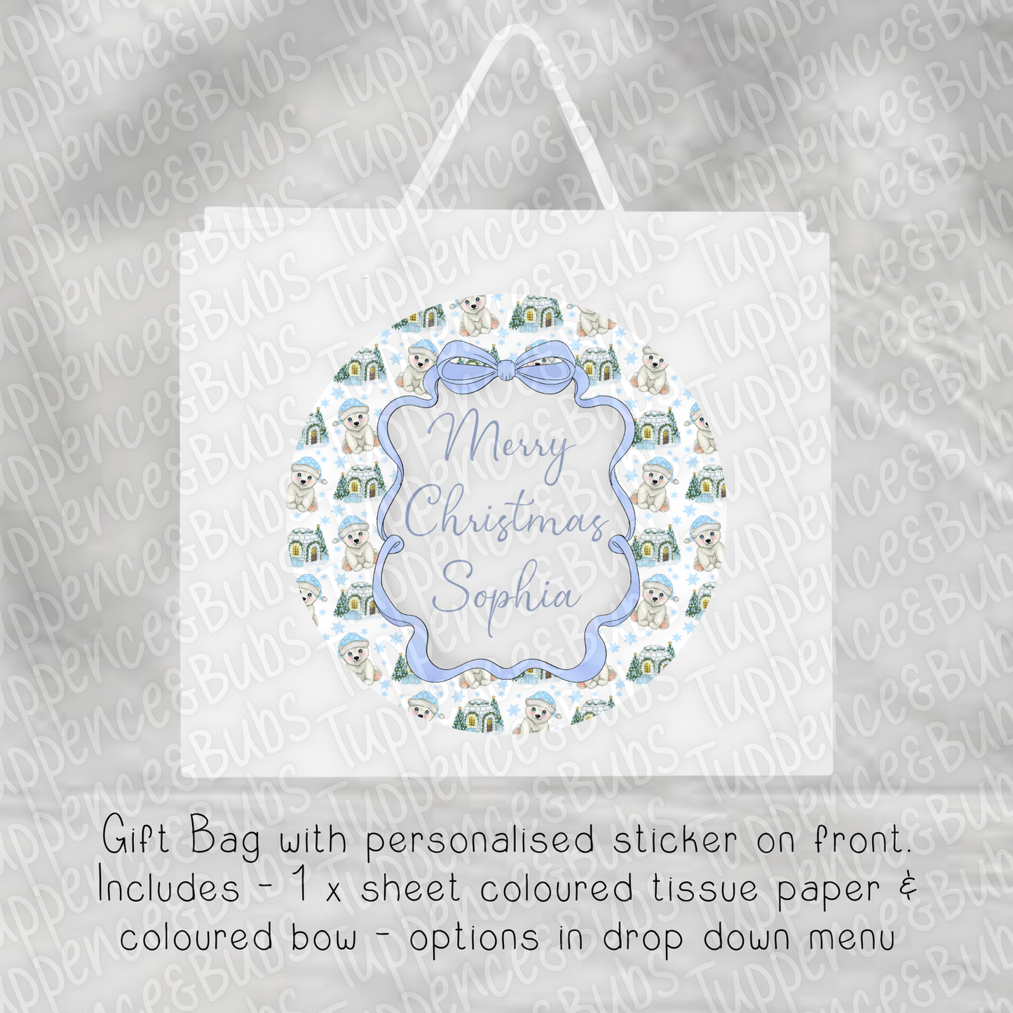 Polar Bear Themed Christmas Gift Bag - 6 Designs