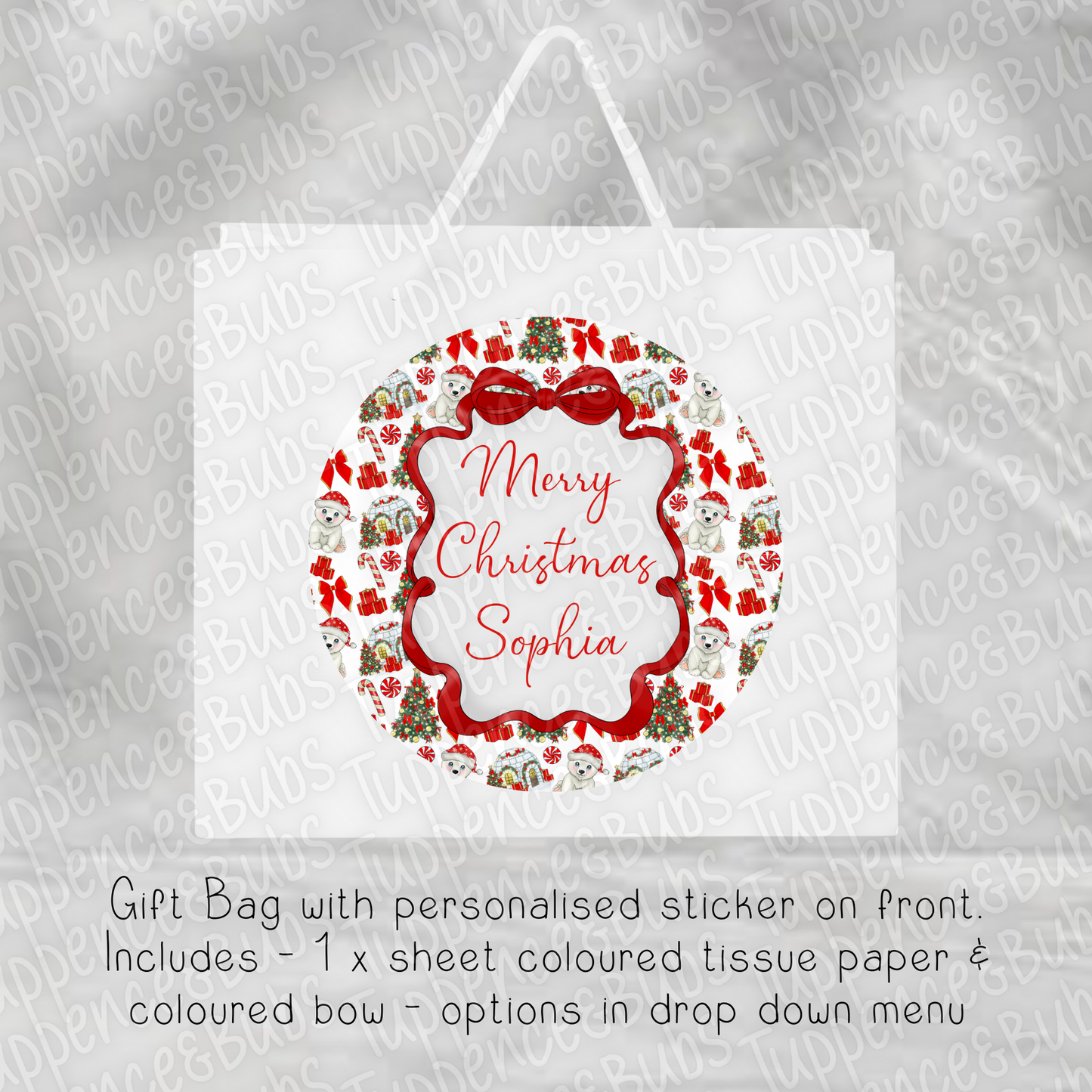 Polar Bear Themed Christmas Gift Bag - 6 Designs