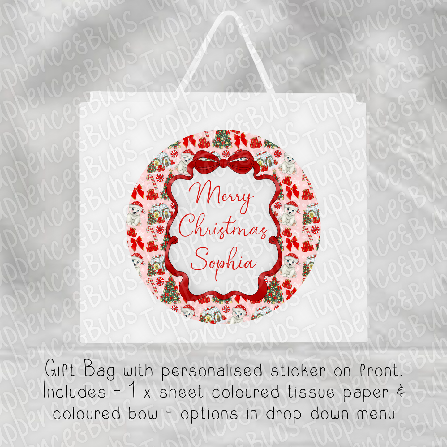 Polar Bear Themed Christmas Gift Bag - 6 Designs
