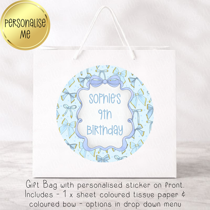 Blue Bow Themed Gift Bag- 6 Designs