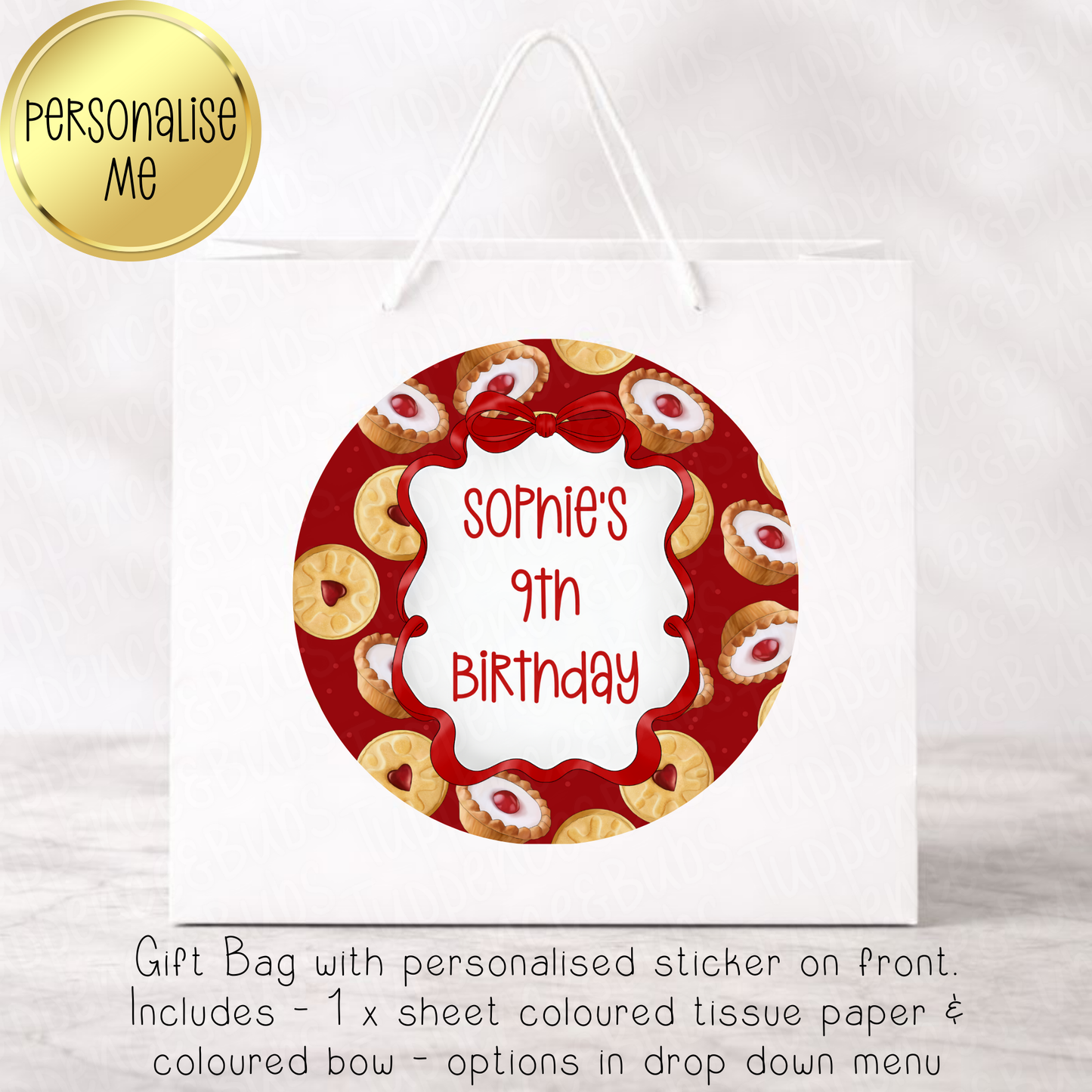 Jammy Dodger Themed Gift Bag - 2 Sizes/Colours