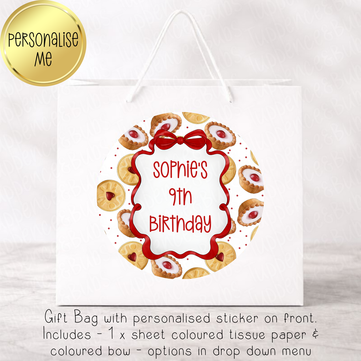 Jammy Dodger Themed Gift Bag - 2 Sizes/Colours