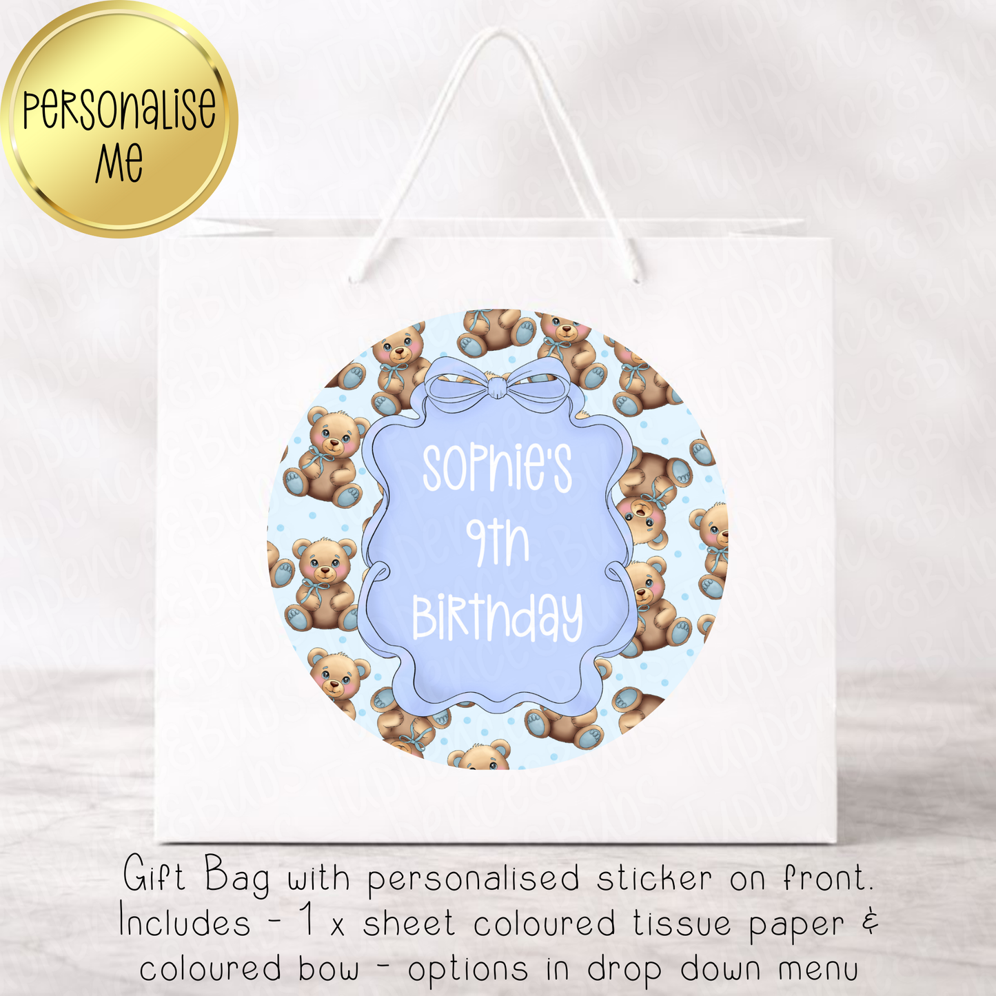 Blue Bear Themed Gift Bag - 4 Designs