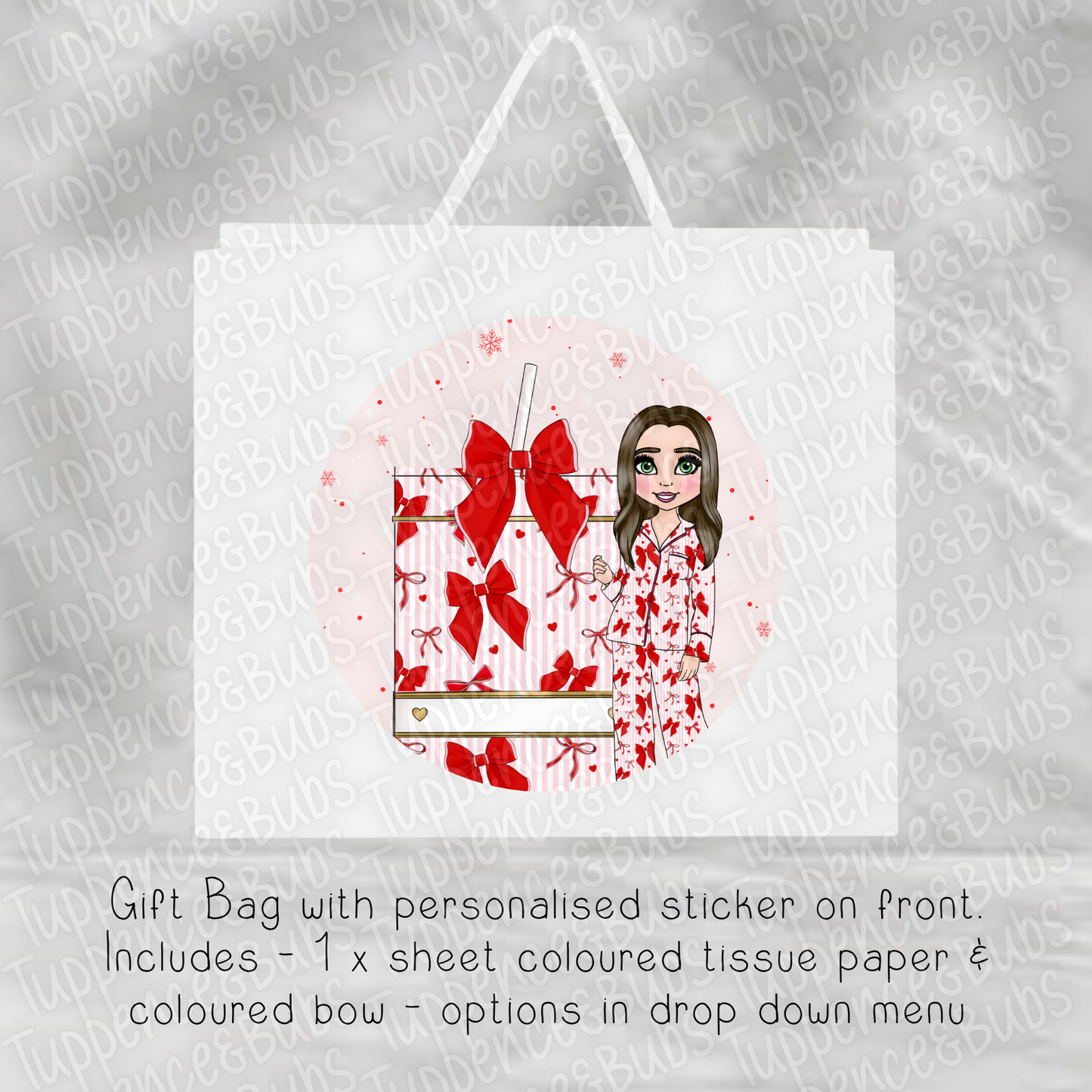 Red Bow Gift Bag Christmas - Gift Bag - 2 Designs