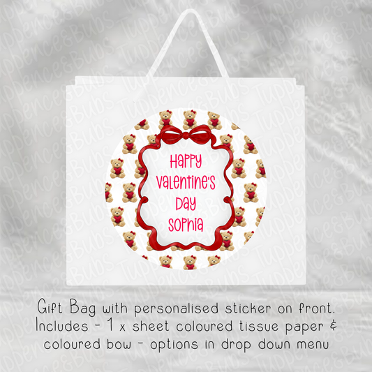 Bear Valentine's Themed Gift Bag - 2 Sizes