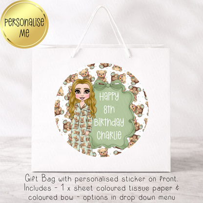 Sage Green PJ Dolly Themed Gift Bag