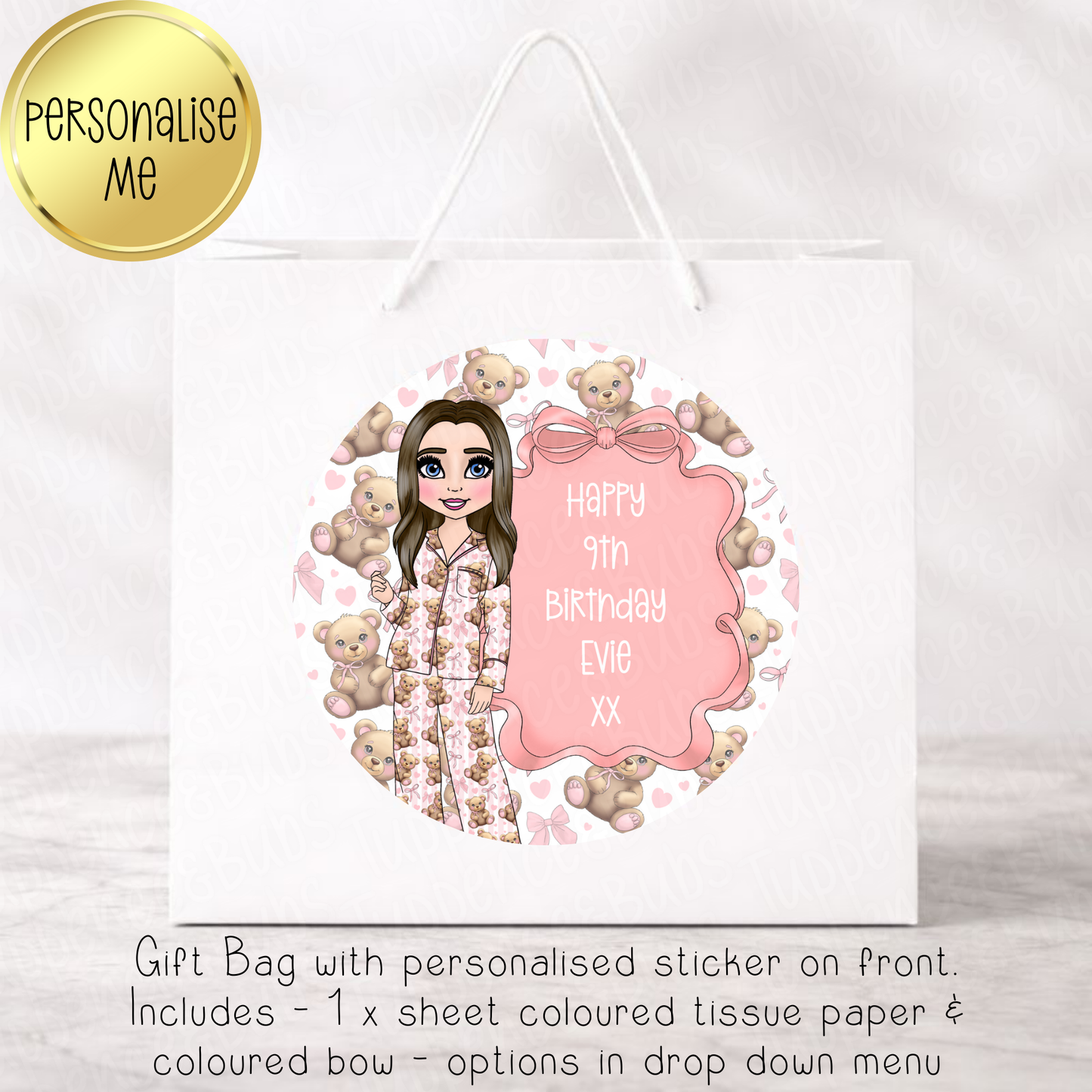 Pink Bear Dolly Themed Gift Bag