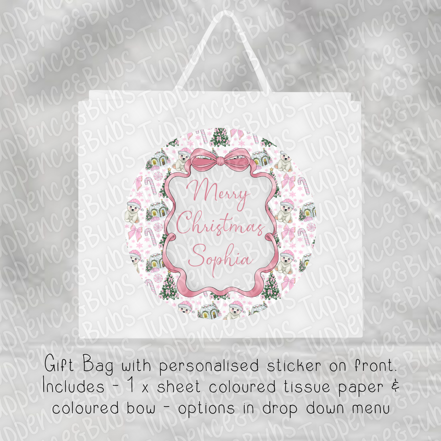 Polar Bear Themed Christmas Gift Bag - 6 Designs