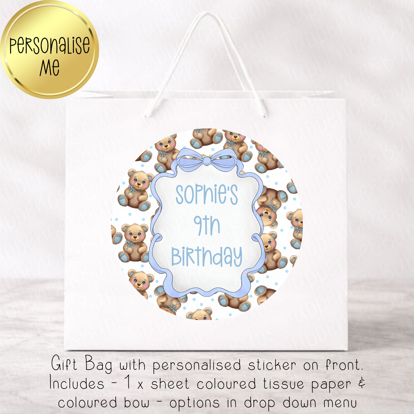 Blue Bear Themed Gift Bag - 4 Designs